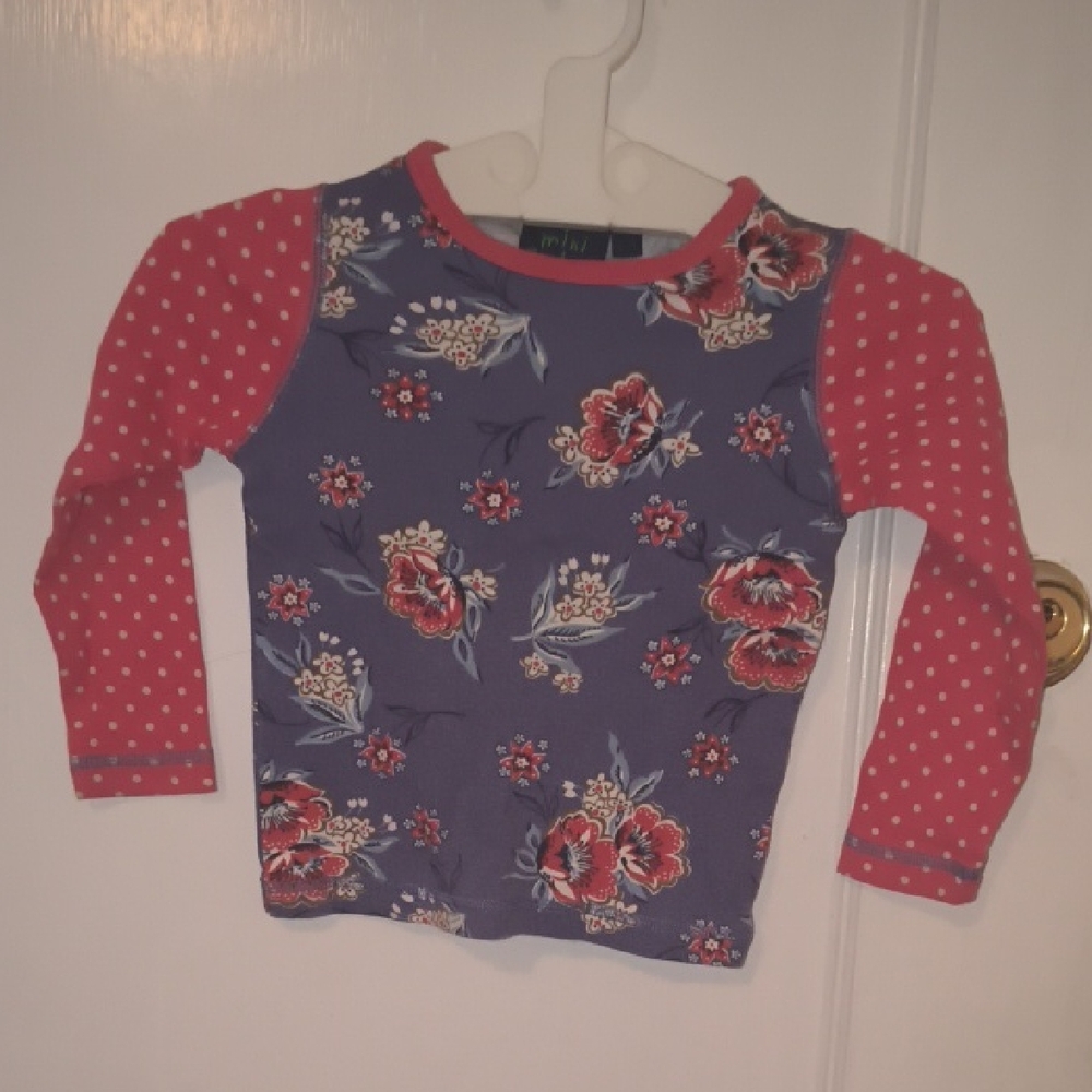 Boden | Kids Floral Long Sleeve Tee in Purple and Red